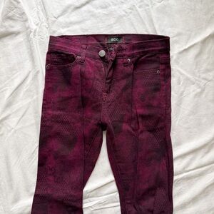 UO Burgundy Printed High Waisted Skinny Jeans